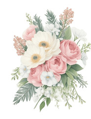 Obraz na płótnie Canvas Botanical Blooms: Elegant Floral Illustration on Decorative Background, Artistic floral composition with lilac and pink peonies, perfect for invitations or cards.