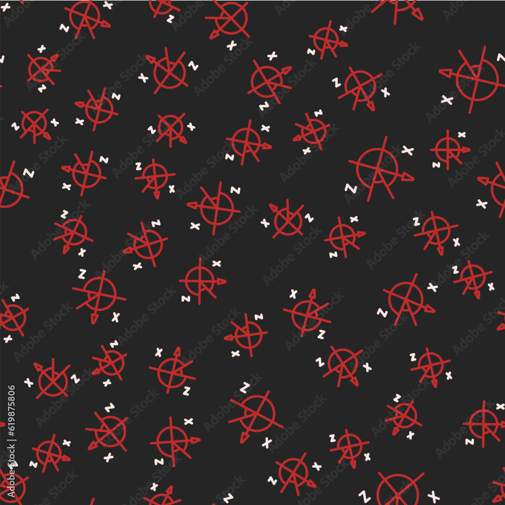 Poster line trigonometric circle icon isolated seamless pattern on black background. vector