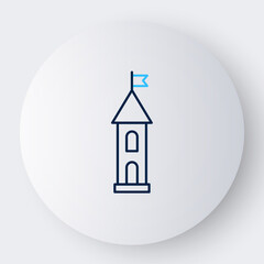 Line Castle tower icon isolated on white background. Fortress sign. Colorful outline concept. Vector