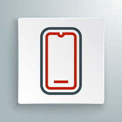 Line Smartphone, mobile phone icon isolated on white background. Colorful outline concept. Vector