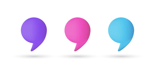 3d editable illustration quote icon purple, pink and blue, 3d, vector, suitable for web illustrations, hero pages, landing pages.