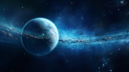 Obraz na płótnie Canvas blue planet in space - Generative AI