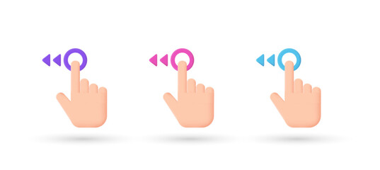 3d editable illustration swipe left icon purple, pink and blue, 3d, vector, suitable for web illustrations, hero pages, landing pages. 3d slide to left icon, touch screen gestures icon.