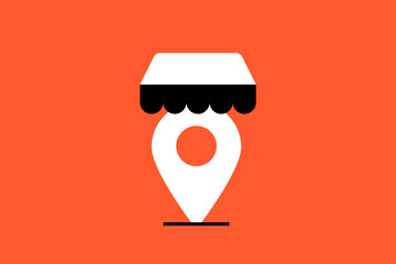 Vector location illustration in flat design style, geometric pointer icon.