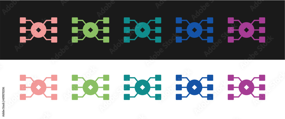 Poster set neural network icon isolated on black and white background. artificial intelligence ai. vector