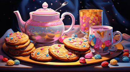 Cup of tea with cookies
