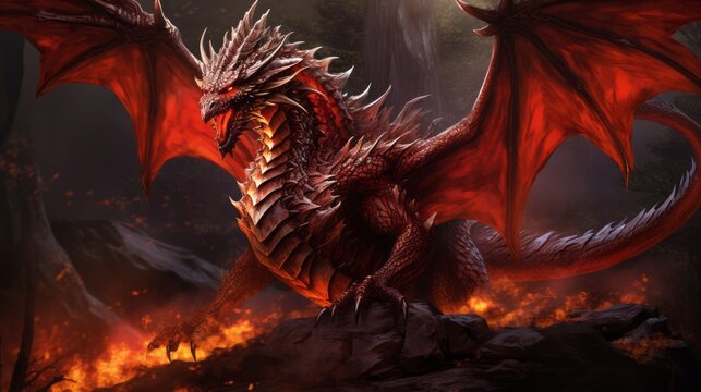 Red cheap dragon wallpaper