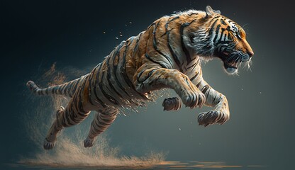 Fototapeta na wymiar Tribal tiger jump.Generative AI