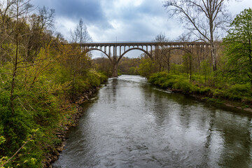 Brecksville-Northfield High Level Bridge in Cuyahoga Valley National Park in Ohio. Cuyahoga River