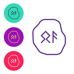 Set line Magic runes icon isolated on white background. Set icons colorful. Vector