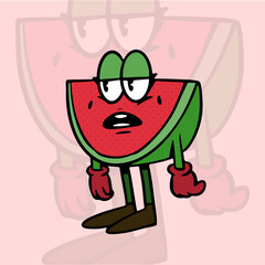 Watermelon Fruit Mascot Illustration