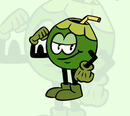 Coconut Fruit Mascot Illustration
