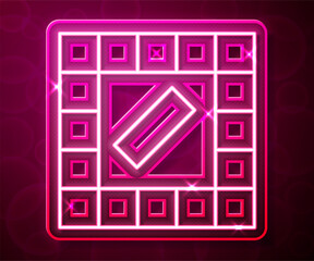 Glowing neon line Board game icon isolated on red background. Vector