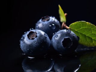 Blueberries on dark background (generative AI)