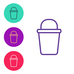 Set line Bucket icon isolated on white background. Cleaning service concept. Set icons colorful. Vector