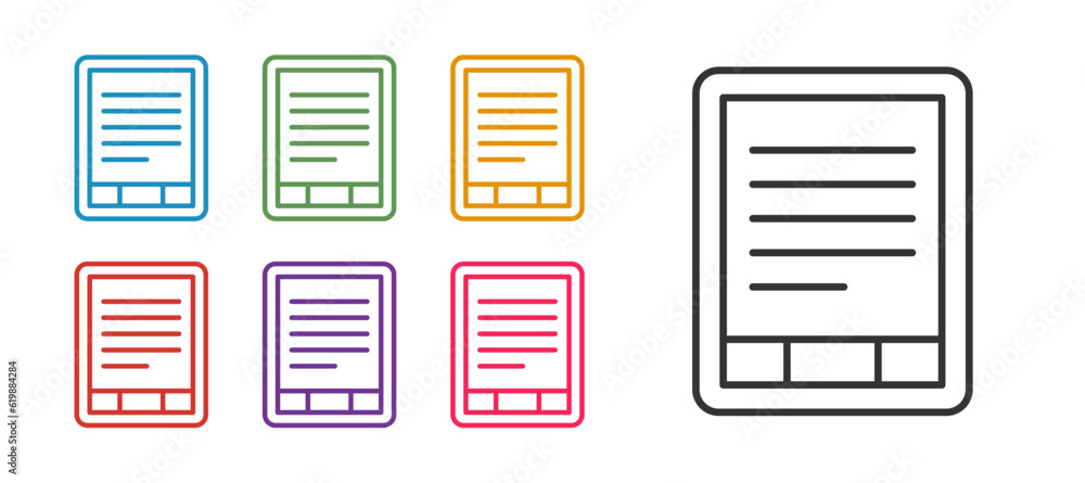 Poster set line e-book reader icon isolated on white background. set icons colorful. vector