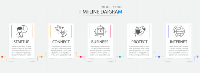 Infographic vector illustration with  modern icons,timeline diagram chart processes.Can be used for business data visualization and marketing presentations.