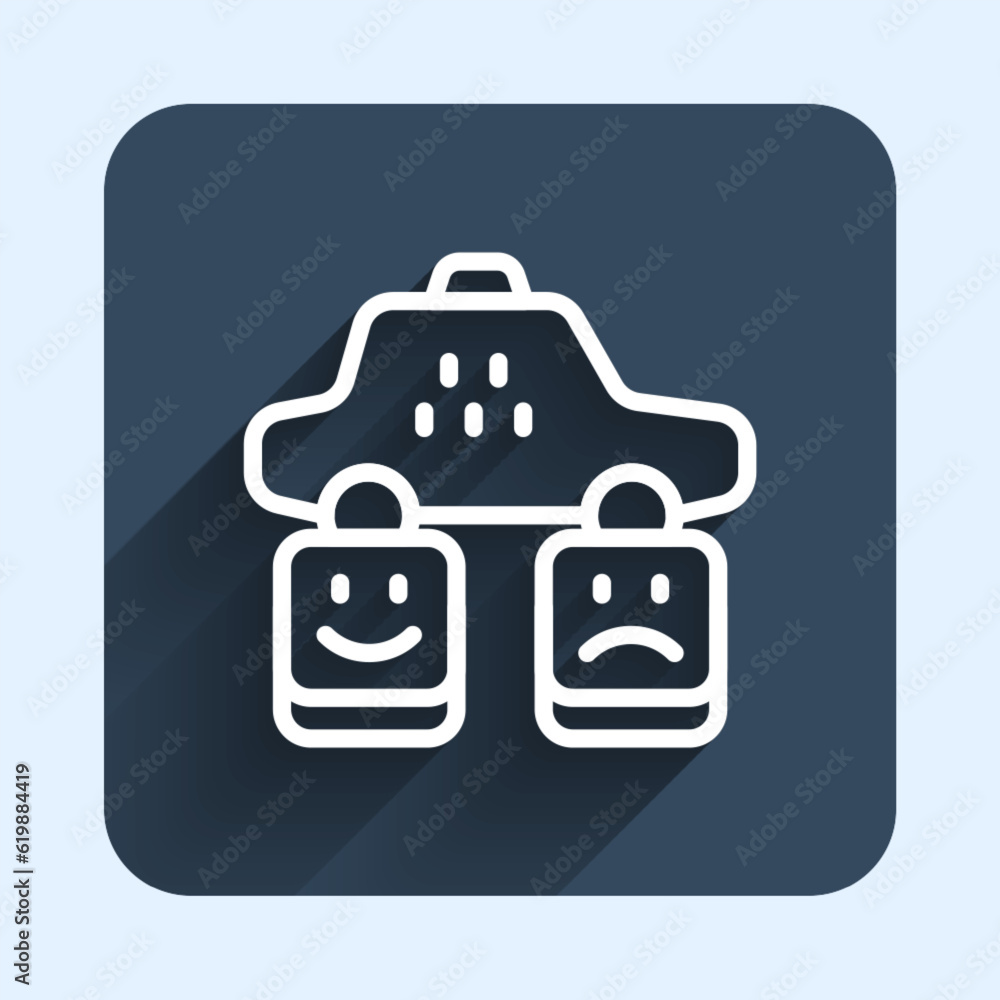 Aufkleber white line taxi service rating icon isolated with long shadow background. blue square button. vector