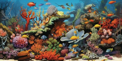 Fototapeta na wymiar Diverse Life in a Coral Reef