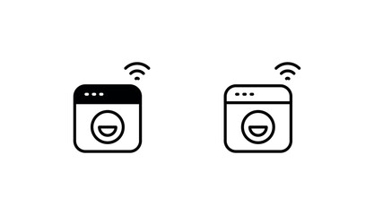 Smart Washing Machine icon design with white background stock illustration