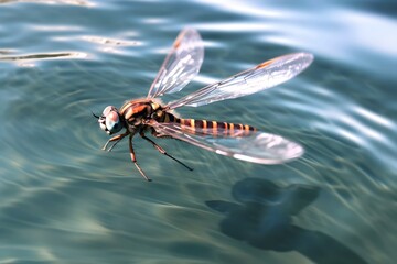 a dragonfly on the water