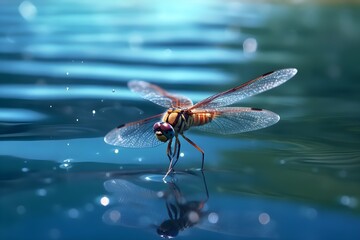 a dragonfly on the water - Powered by Adobe