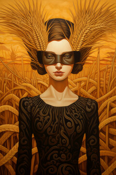 Fototapeta wheat optical illusion with woman 