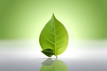 Green leaves of a tree on table. Environmental protection renewable energy and new life concept, green business. Small plant on a table. Green world concept, earth day. AI generated