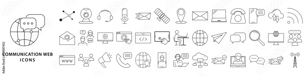 Poster communication web icons. set icon about communication web. icon set. vector illustration. editable s