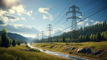 Electricity transmission towers Generative AI - Powered by Adobe