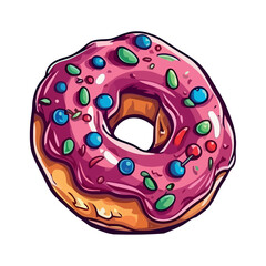 Sweet donut illustration with decoration sprinkles