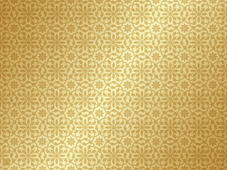 Thai art and asian style luxury pattern banner gold background