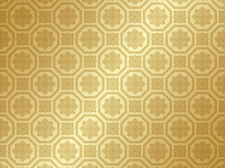 Thai art and asian style luxury pattern banner gold background