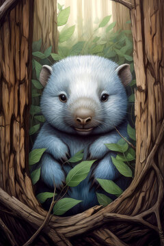wombat portrait pop surrealism