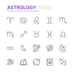 Collection of astrology related outline icons. 48x48 Pixel Perfect. Editable stroke - obrazy, fototapety, plakaty