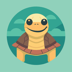 Vector silhouette of a turtle isolated. 2d vector 
 flat illustration in doodle cartoon sstyle. Logo, icon style