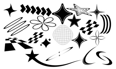 vectro y2k design shapes for y2k, brutalist, streetwear design, collection abstract shapes for y2k design, streatwear design, brutalist design, grunge design, shapes collection vector
