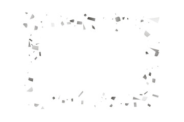Silver glitter confetti on a white background. Decorative element.