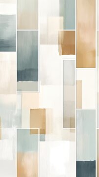 Abstract minimal bricks and blocks watercolor of soft beige and muted blues