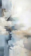 Abstract Watercolor beige and blue foggy brush stroke abstraction, ai