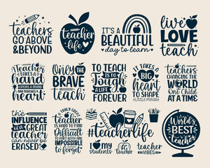 Teacher day quotes lettering school sayings typography back to school teacher student book heart monogram sign shirt quote