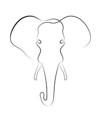 Elephant One Line Art, Elephant  One Line Drawing