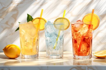 Fototapeta premium Refreshing Summer Sips: Vibrant Cocktail Collection.