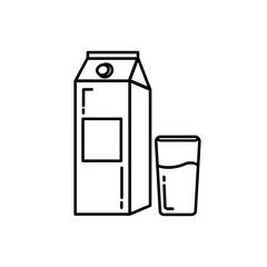 Vector milk icon. Flat illustration of milk isolated on white background. Icon vector illustration sign symbol. Large milk carton box line art vector icon for food apps and websites