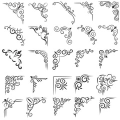 Vector illustration of decorative corner frame set. Set Hand Draw of Corners Different Shapes Flower Decoration Vector Design Doodle Sketch Style For Wedding And Banner