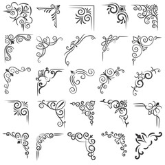 Vector illustration of decorative corner frame set. Set Hand Draw of Corners Different Shapes Flower Decoration Vector Design Doodle Sketch Style For Wedding And Banner