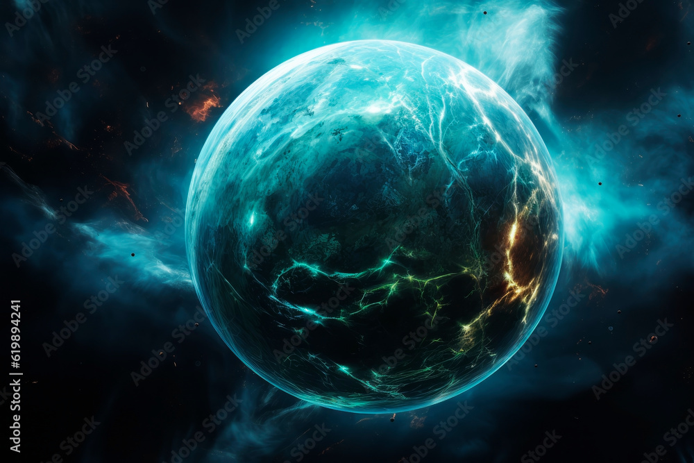 Canvas Prints blue exoplanet in space. generative ai