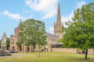 Norwich Cathedral in the east anglia city of Norwich - 619894647