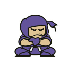 Cute ninja warrior logo icon symbol concept vector illustration