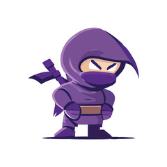 Cute ninja warrior logo icon symbol concept vector illustration
